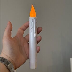 1 Battery Operated Vintage Larger Drip Taper Candle Orange Flickering Flame